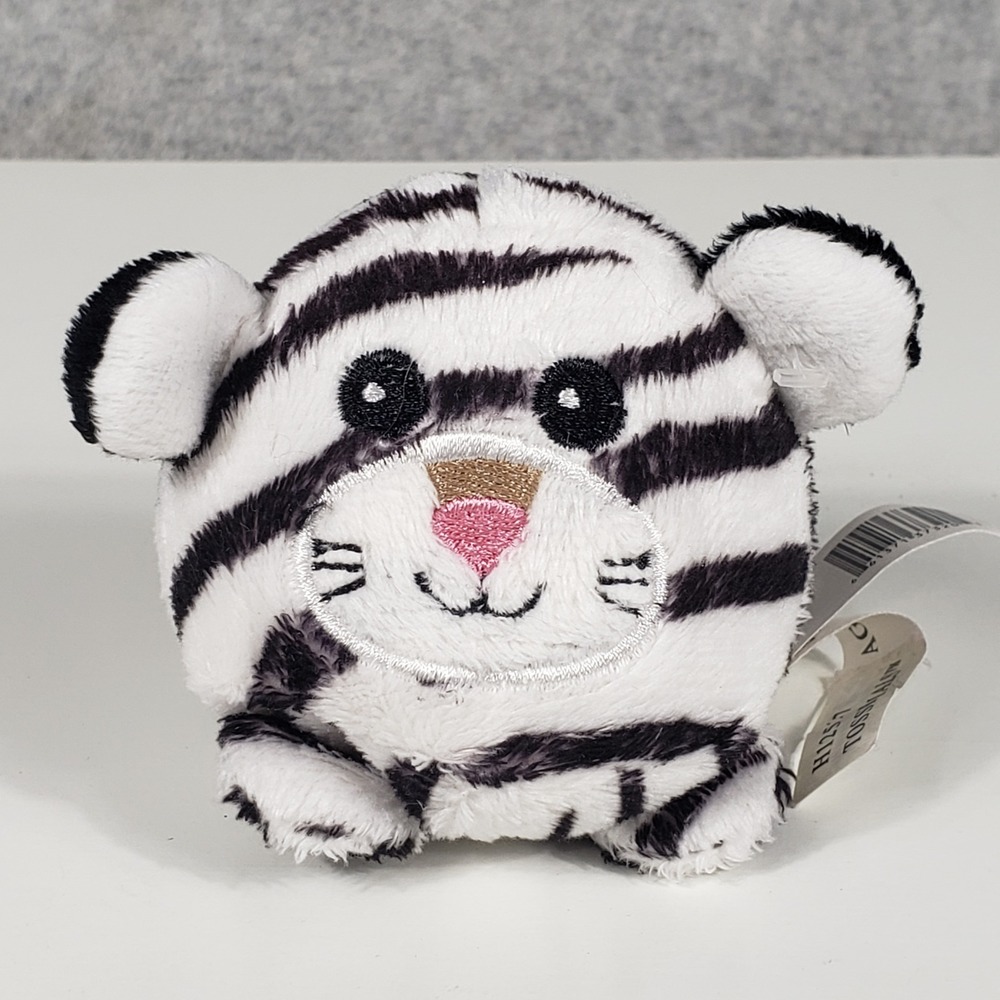 Ganz Tossimals White Black Striped Tiger Plush 3in Mini Stuffed Animal H12527